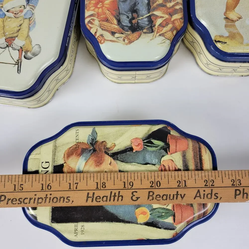 Vintage Good Housekeeping 4 Seasons Metal Tins Spring Summer Autumn Winter 4 pcs